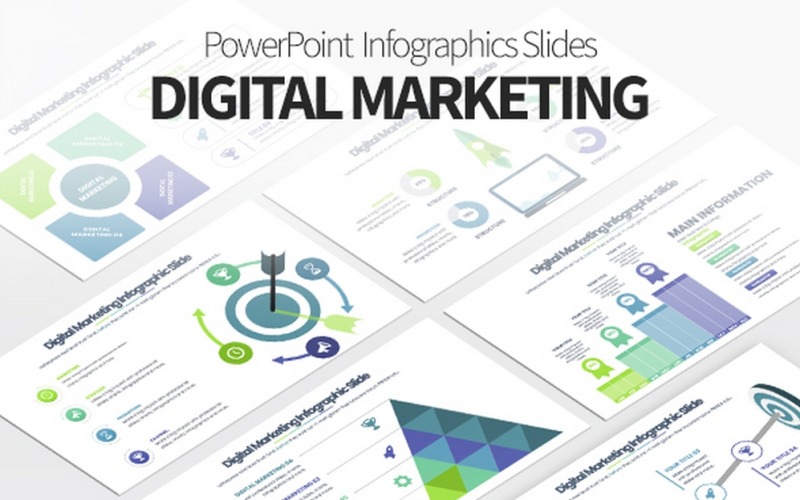 Digitale marketing - PowerPoint-sjabloon, infographics, dia's