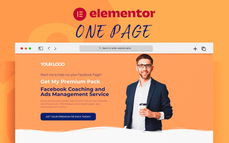 脸谱网教练和广告管理服务元素登陆页面模板