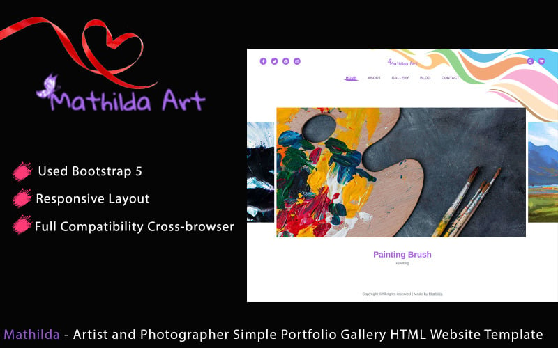 马蒂尔达-艺术家和摄影师简单的作品集画廊HTML网站模板