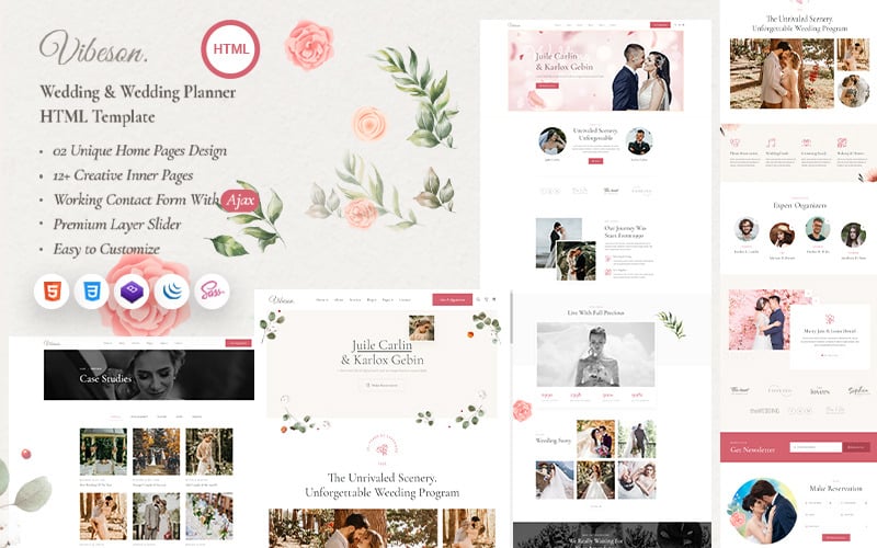 Vibeson -优雅的婚礼策划者事件摄影HTML模板