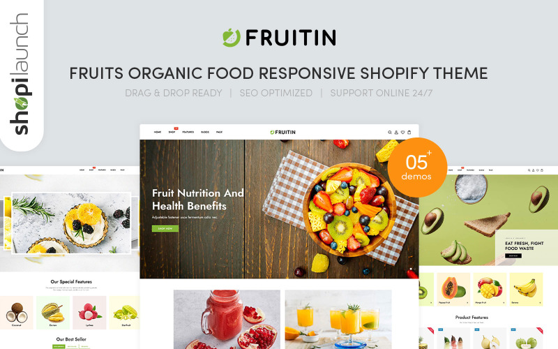 Fruitini – Gyümölcsök Bioélelmiszerekre reagáló Shopify téma