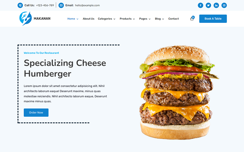 Makanan – étterem, online élelmiszerbolt, asztalfoglalás e-kereskedelem, WooCommerce, WordPress téma