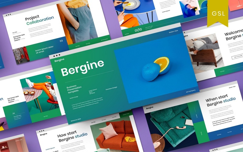 Bergine - бизнес-шаблон слайдов Google