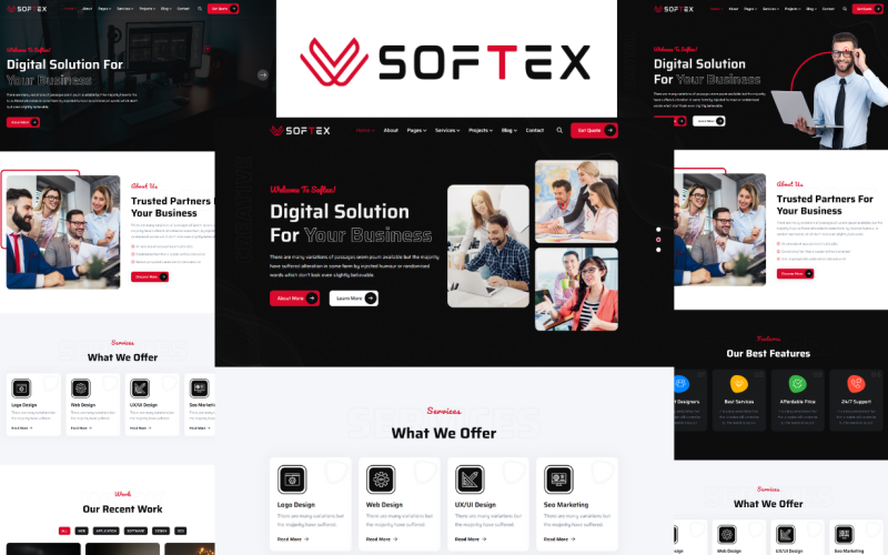 Softex - HTML5-sjabloon voor software en digitaal bureau