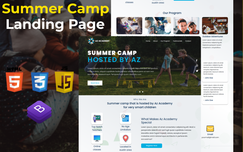 Šablona vstupní stránky letního tábora