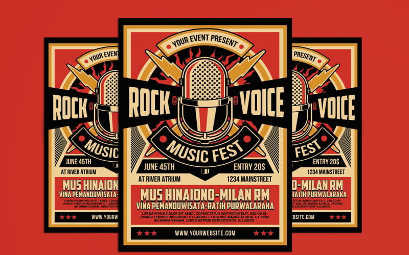 Retro Rock Music Poster Flyer Template