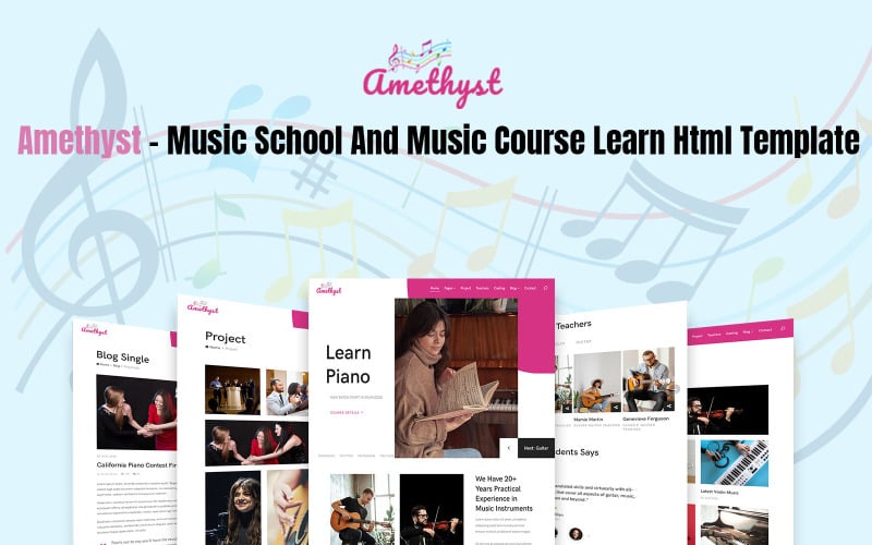 紫水晶-音乐学校和音乐课程学习Html模板
