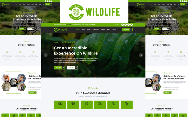 野生动物-动物园和野生动物园HTML5模板