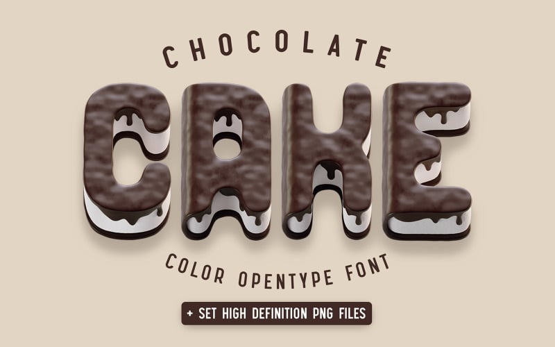 巧克力蛋糕-彩色字体