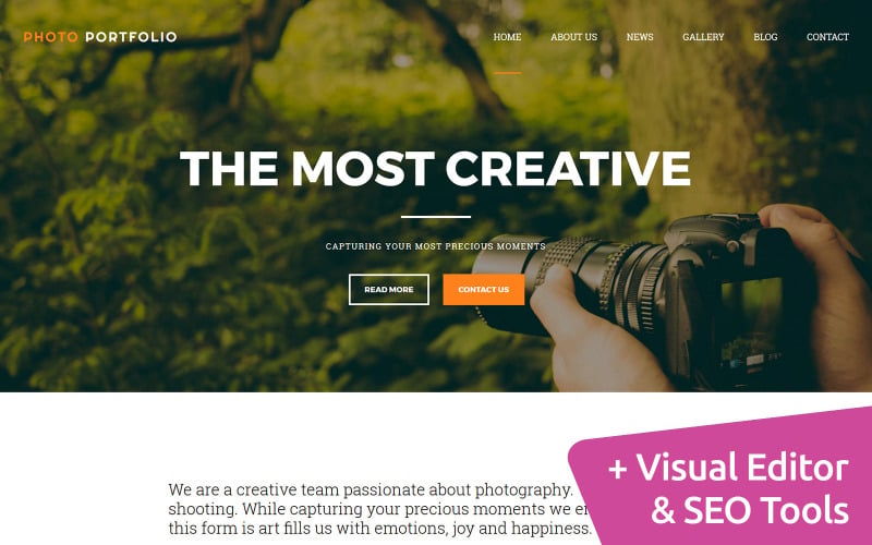 Responsive Portfolio-Fotogalerie-Website Powered by MotoCMS 3 Website Builder