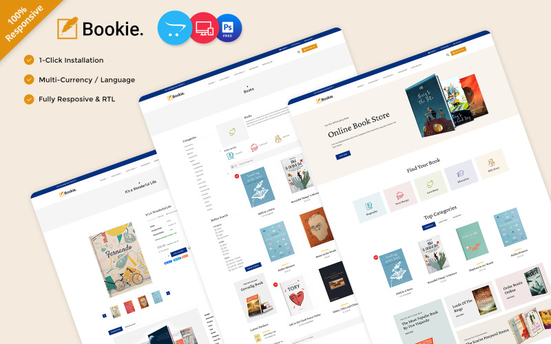 Bookie - Bookstall, eBook, Comic, Story en Book Store Opencart Responsive Theme