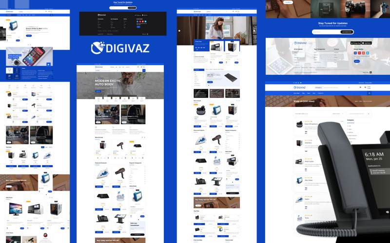 Modello di sito Web HTML5 per e-commerce di Digivaz Electronics Marketplace