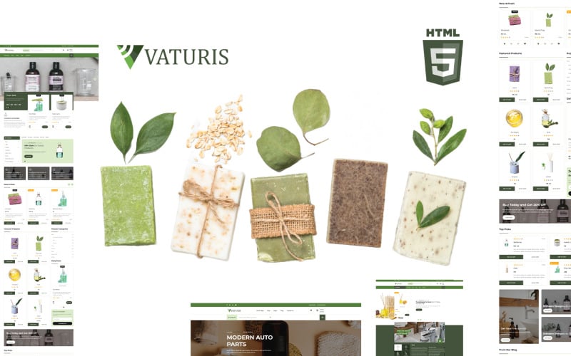Vaturis Handgjord Tvål & Kosmetika Skönhet HTML5 webbplatsmall