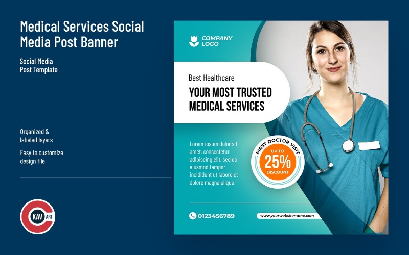 Medical Services Social Media Post & Web Banner Template