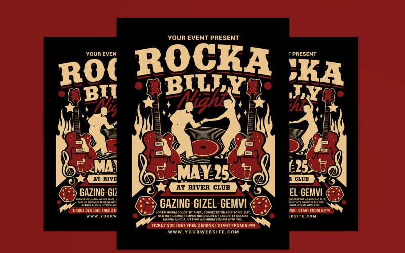 Volantino per la notte di musica rockabilly