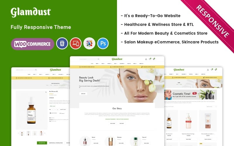 Glamdust – адаптивна тема WooCommerce для краси та косметики