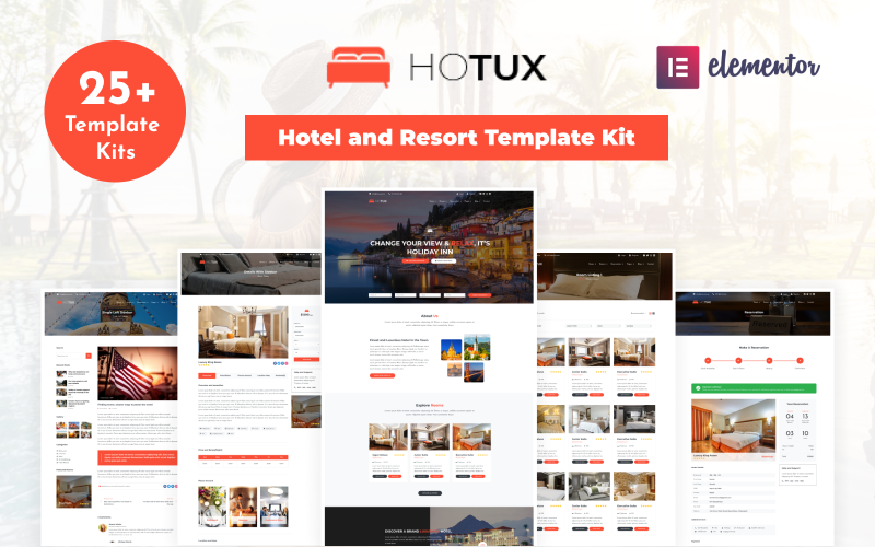 Hotux -酒店和度假村元素模板工具包