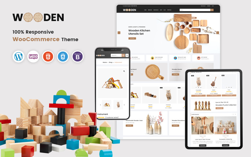 Wooden - адаптивный шаблон WooCommerce