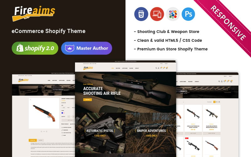 Fireaims -武器商店和射击俱乐部Shopify主题