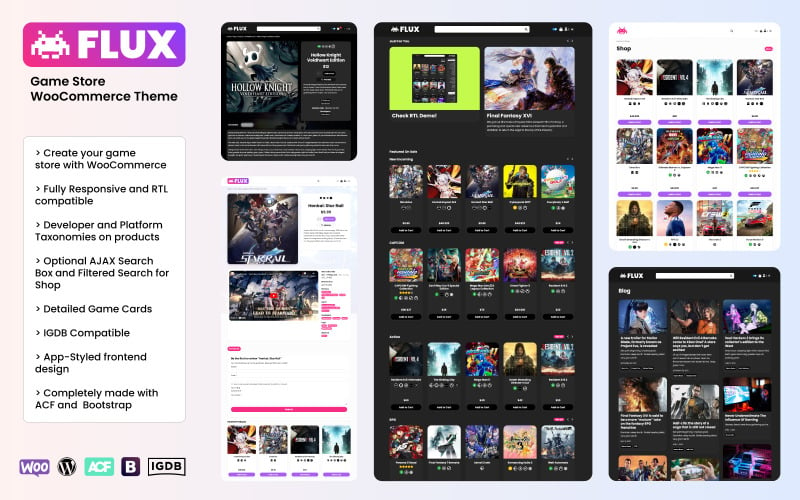 FLUX - Tema WooCommerce para tienda de juegos + RTL