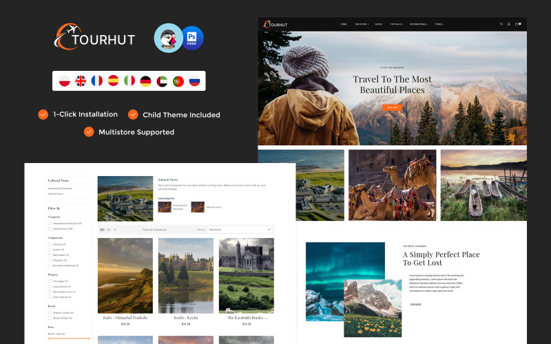 Tourhut - Agenzia di viaggi, tour e turismo Prestashop Responsive Theme