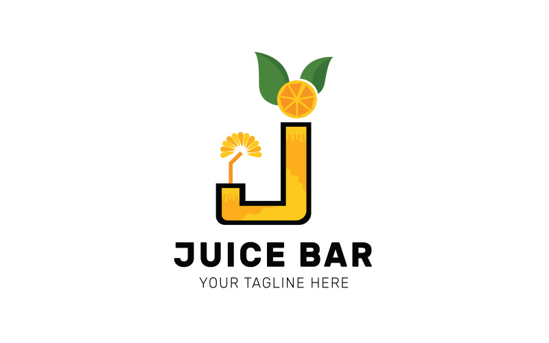 J字母果汁吧标志设计