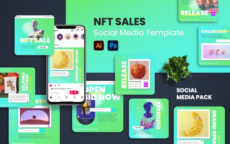 Nferia - NFT销售Instagram帖子社交媒体