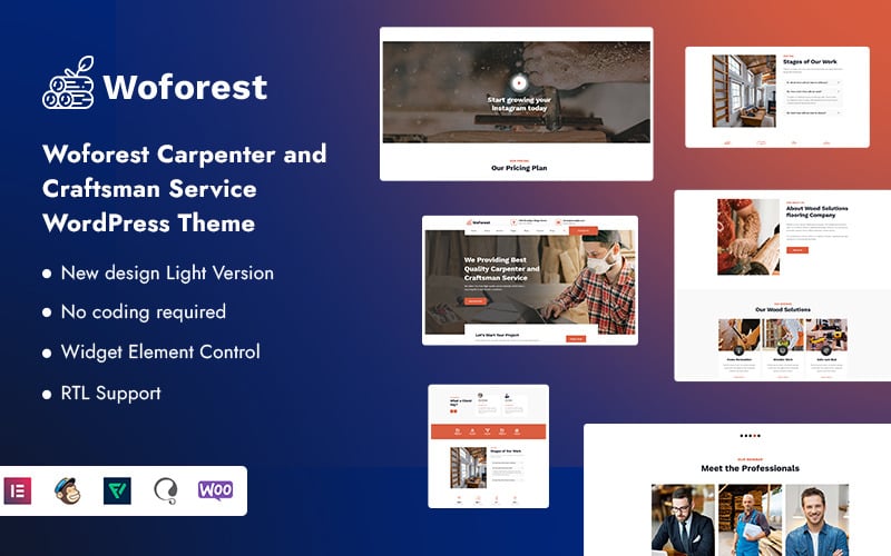 Woforest - Тема WordPress для плотников и ремесленников