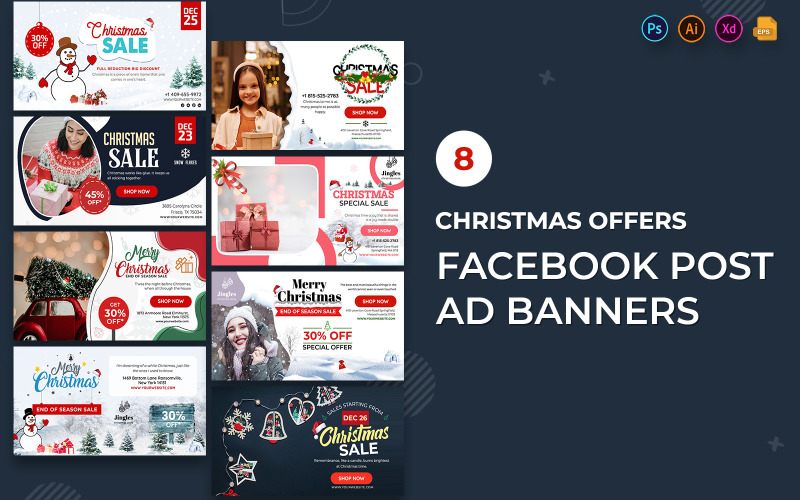 Kerstaanbiedingen Verkoop Facebook-advertentiebanners