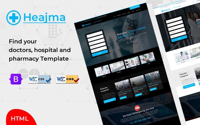 Heajma - HTML-医生，医院和药房商店模板
