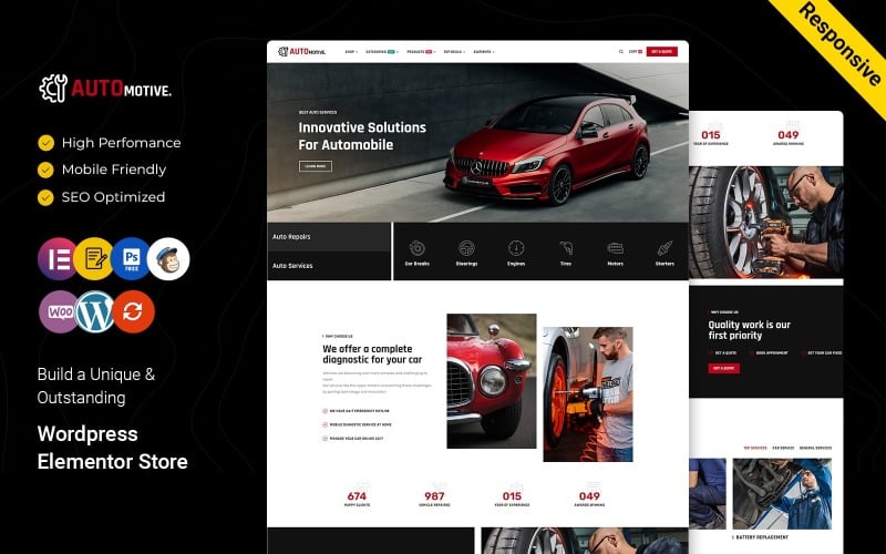 Otomotiv - Oto Tamircisi ve Araba Tamiri WordPress Elementor Teması