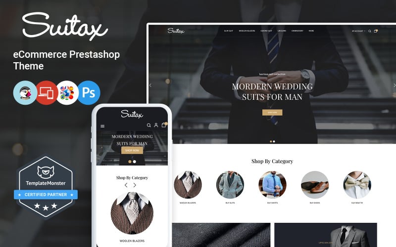 Suitax – férfi öltöny, blézer és divat Prestashop téma