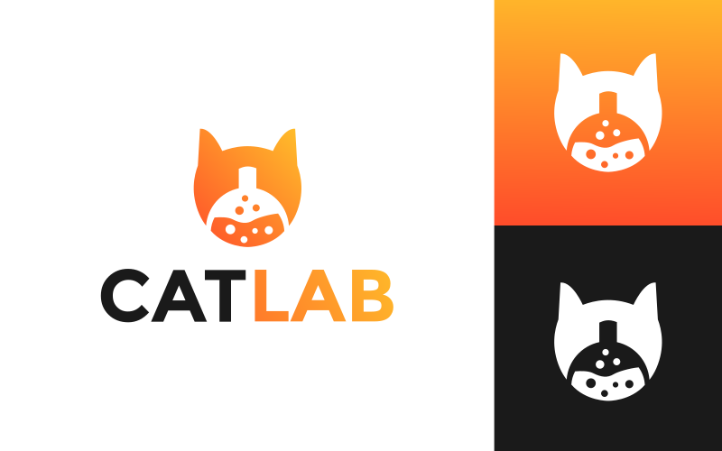 Modèle de conception de logo de laboratoire de chat