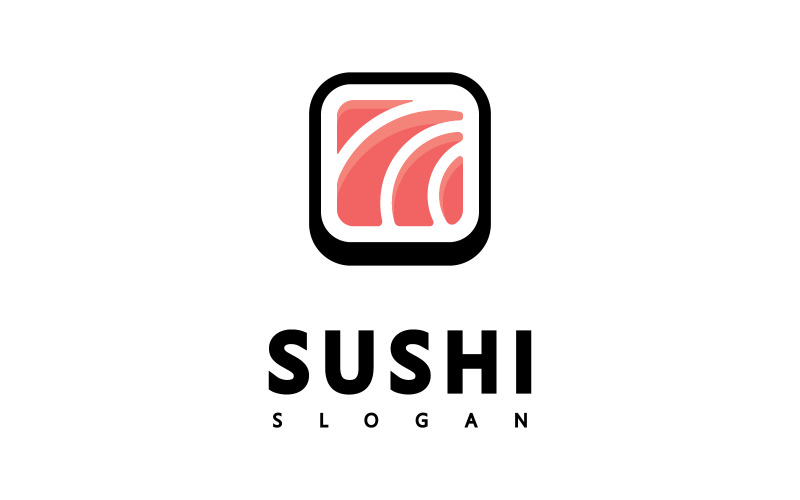Sushi-logotypikondesignvektor, japansk matlogotypsymbol V4