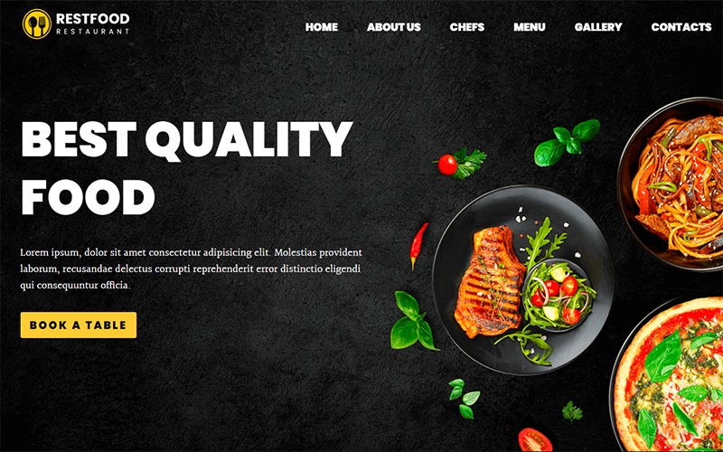 Restfood restaurang - en sida HTML5 webbplatsmall