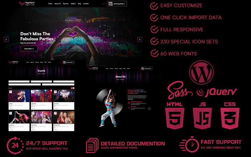 Nightbird - motyw WordPress Night Club