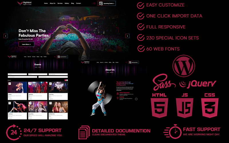 Nightbird - Nachtclub WordPress-thema