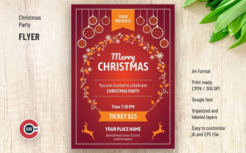 Modèle de Flyer d'invitation à une fête de Noël