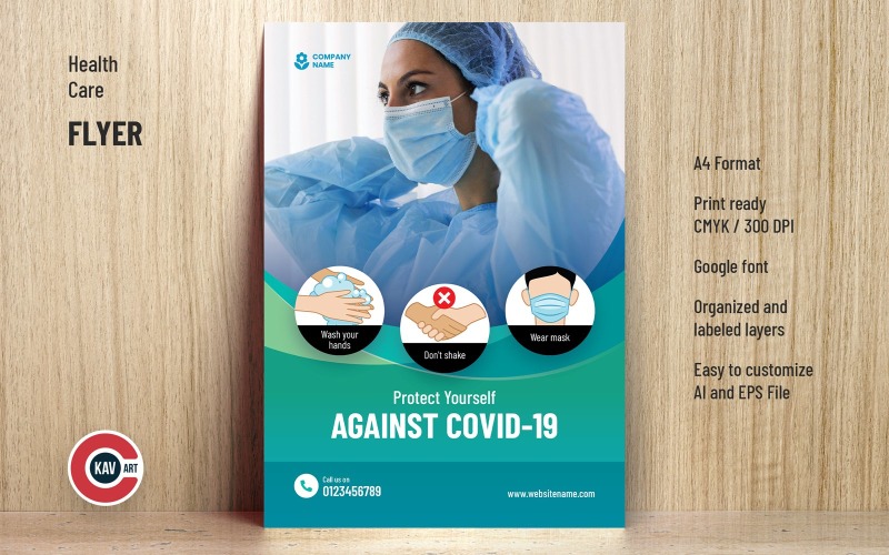COVID - 19医疗保健传单模板