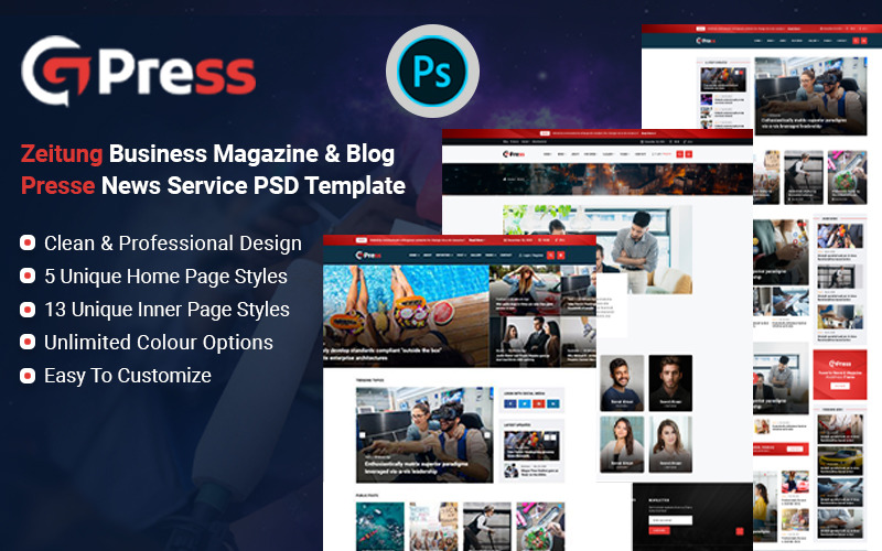 G-Press - Modèle PSD de magazine d'actualités