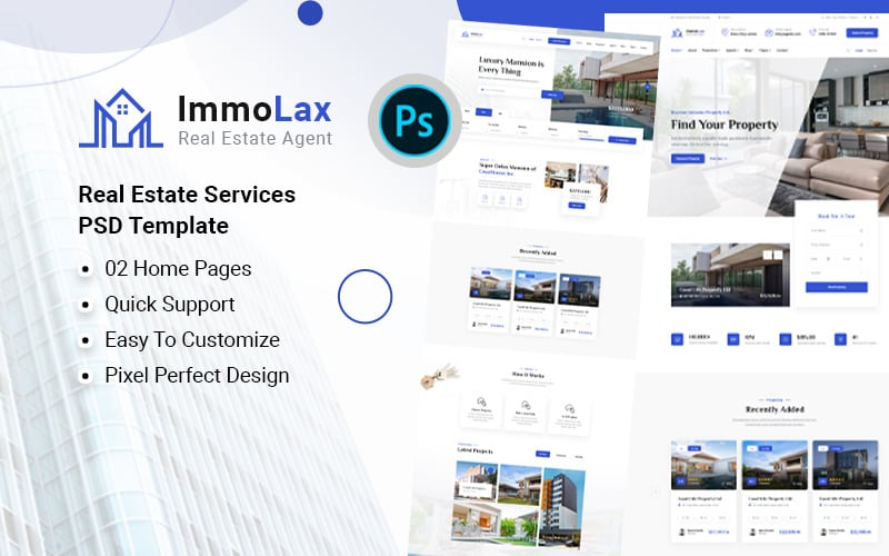 Immolax -房地产服务PSD模板