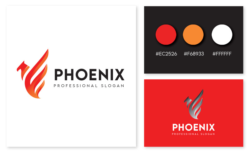 Plantilla de logotipo profesional de pájaro degradado - Phoenix