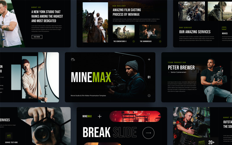 Minemax - PowerPoint演示模板的电影工作室和电影制作人
