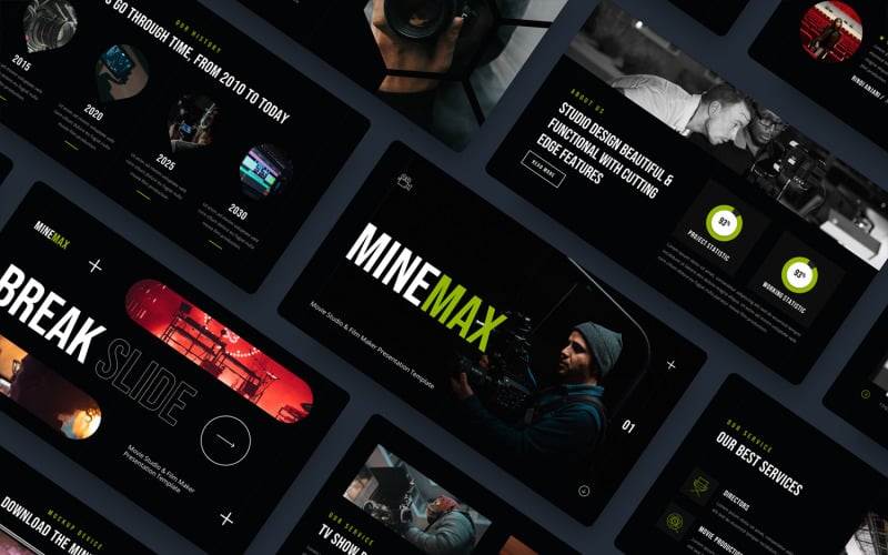 Minemax - Modello di diapositiva Google per Movie Studio e Film Maker