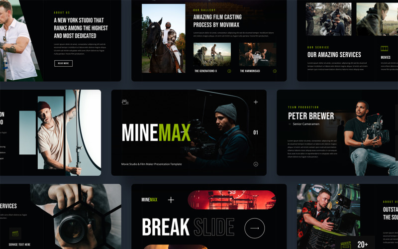 Minemax - Movie Studio en Film Maker Sjablonen PowerPoint presentatie