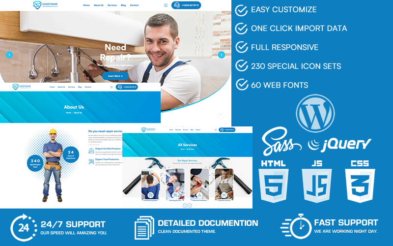 Handymane - Thème WordPress pour les services de réparateur