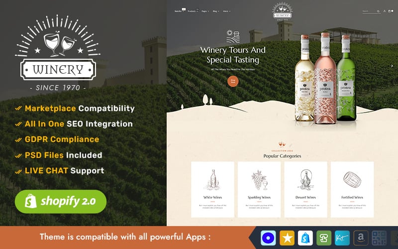 酒庄-一个现代葡萄园和饮料- Shopify多用途响应主题
