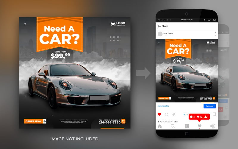 Need A Car Flow Design模板Instagram或Facebook社交媒体发布