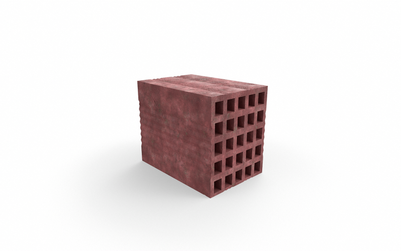 Red Briquette Brick Low-Poly-3D-Modell