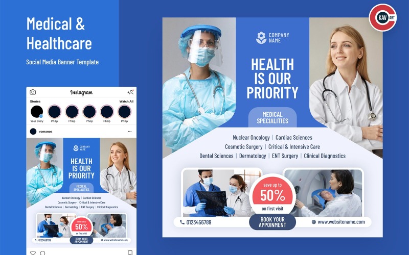 Медицинское здравоохранение Баннер в социальных сетях — 00244